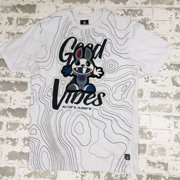 Southpole T shirt Men M Y2K Good Vibes Graphic Raised 3-D Bunny White Streetwear - Picture 1 of 8